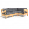 4 pcs conjunto lounge de jardim c/ almofadões cinza pinho 2