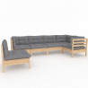 6 pcs conjunto lounge de jardim c/ almofadões cinza pinho 2