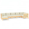7 pcs conjunto lounge jardim c/ almofadões creme pinho maciço 2