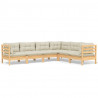 6 pcs conjunto lounge jardim c/ almofadões creme pinho maciço 2