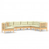 Muebles de jardín 7 pzas y cojines madera maciza de pino crema 2