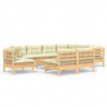 10 pcs conjunto lounge jardim c/ almofadões creme pinho maciço 2
