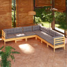 7 pcs conjunto lounge de jardim + almofadões cinza pinho maciço 1