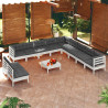 Muebles de jardín 12 pzas con cojines blanco madera maciza pino 5