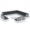 14 pcs conj. lounge de jardim c/ almofadões pinho maciço branco 2