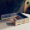 10 pcs conjunto lounge de jardim c/ almofadões cinza pinho 1