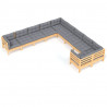 10 pcs conjunto lounge de jardim c/ almofadões cinza pinho 2