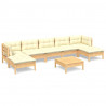 Muebles de jardín 8 piezas cojines madera de pino color crema 2