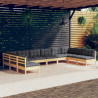 Juego de muebles de jardín 10 pzas y cojines madera maciza pino 1
