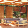 Muebles de jardín 12 pzas y cojines gris madera maciza de pino 1