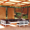 Muebles de jardín 12 pzas y cojines blanco madera maciza pino 1
