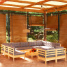 12pcs conjunto lounge de jardim + almofadões cinza pinho maciço 1