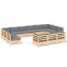 13 pcs conjunto lounge de jardim c/ almofadões cinza pinho 2