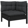 6 pcs conjunto lounge de jardim c/ almofadões pinho preto 4