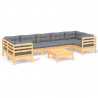 8 pcs conjunto lounge de jardim c/ almofadões cinza pinho 2