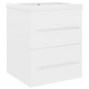 Mueble con lavabo madera contrachapada blanco brillante H