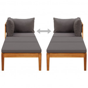 Tumbona con 1 reposabrazos gris oscuro madera maciza acacia H