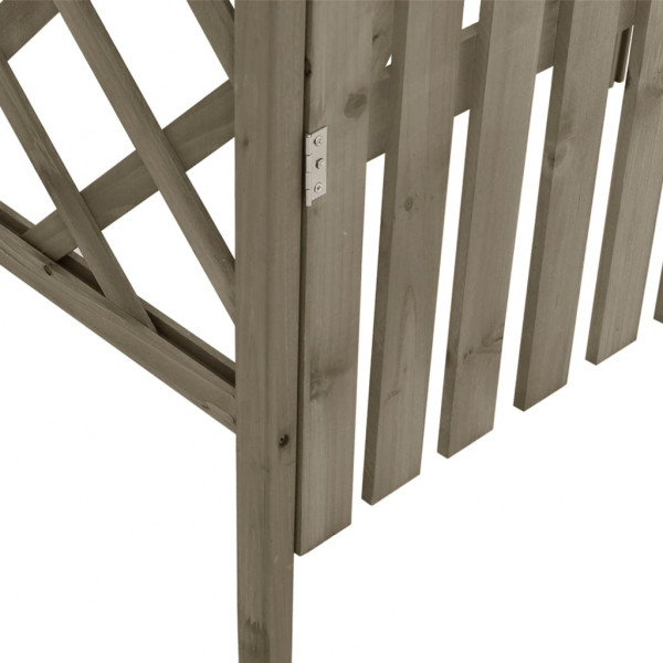 Pérgola con puerta madera maciza de abeto gris 116x40x204 cm M 5