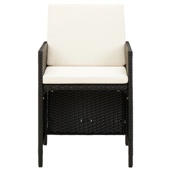 Conjunto de silla de jardín y taburete 4 piezas negra ratán PE M 3