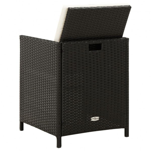 Conjunto de silla de jardín y taburete 4 piezas negra ratán PE M 5