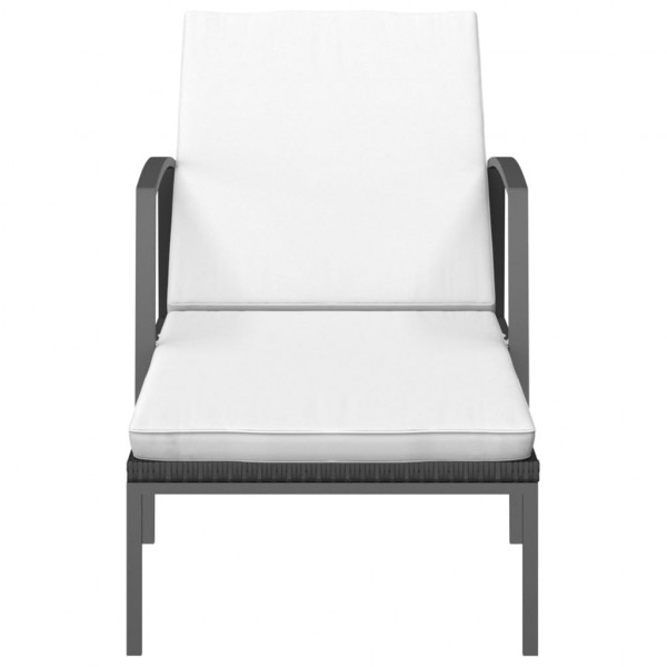 Espreguiçadeira de jardim com almofadão vime PE preto M 3