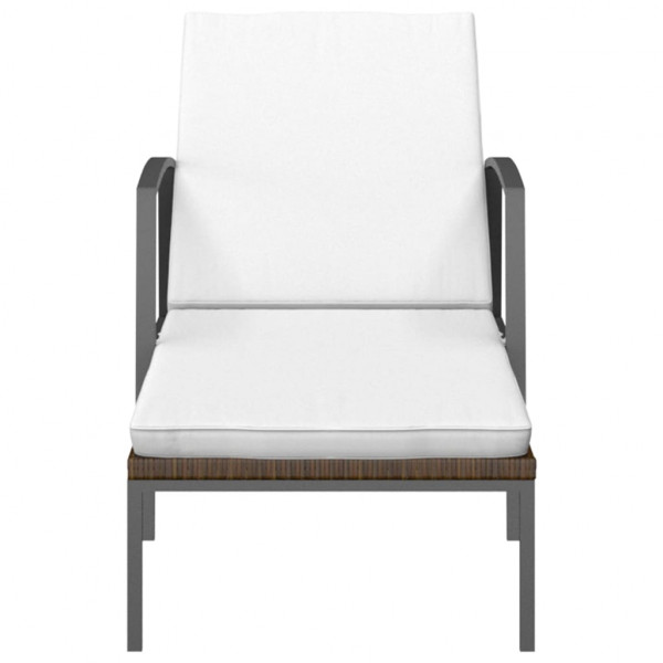 Espreguiçadeiras com mesa 2 pcs vime PE castanho M 3