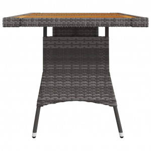 Mesa de jardín ratán PE y acacia maciza gris 130x70x72 cm H