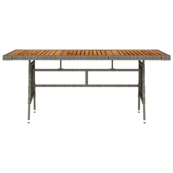 Mesa de jardim 160x70x72 cm vime PE e acácia maciça cinzento M 2