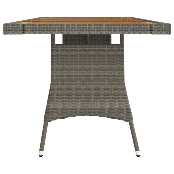 Mesa de jardín ratán PE y acacia maciza gris 160x70x72 cm M 3