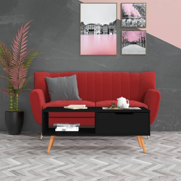 Mesa de centro de aglomerado negra 100x49.5x43 cm D