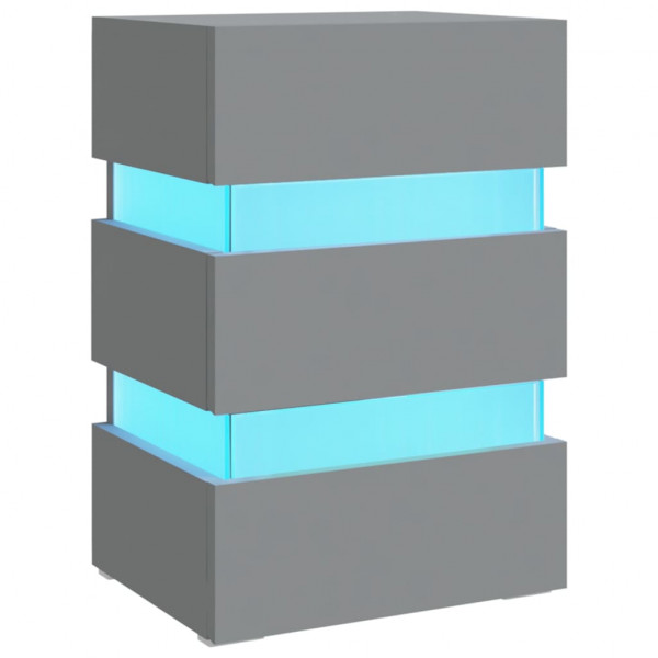 Mesita de noche luz LED madera de ingeniería gris 45x35x67 cm M 2