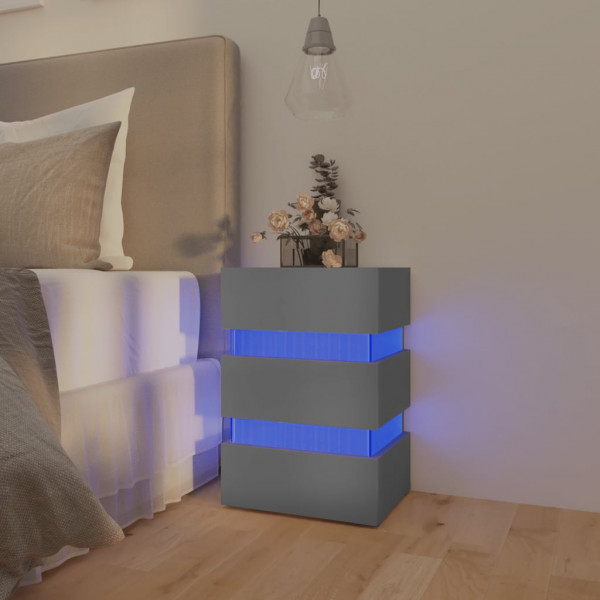 Mesita de noche luz LED madera de ingeniería gris 45x35x67 cm M 5