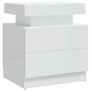 Mesa de cabeceira 45x35x52cm derivados madeira branco brilhante H