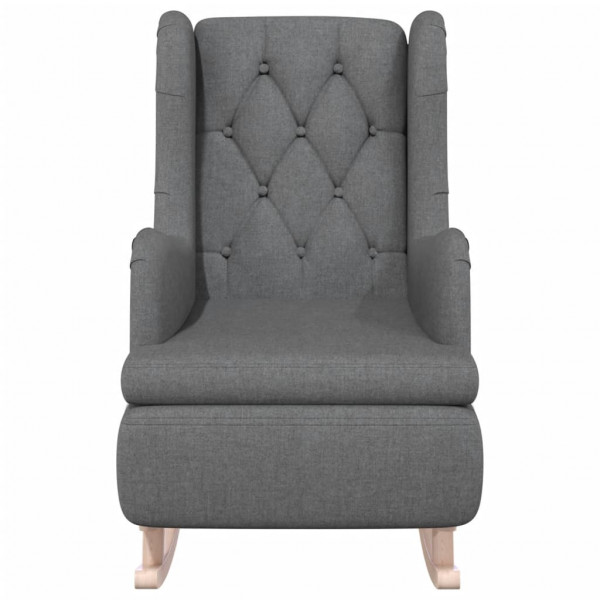 Sillón con patas mecedoras madera maciza caucho tela gris claro M 3