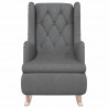 Sillón con patas mecedoras madera maciza caucho tela gris claro 3