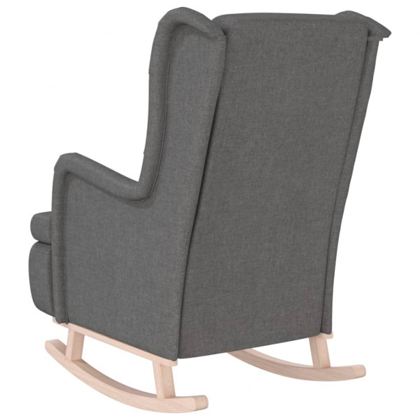 Sillón con patas mecedoras madera maciza caucho tela gris claro M 5