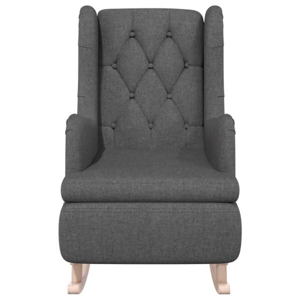 Sillón con patas mecedoras madera de caucho tela gris oscuro M 3