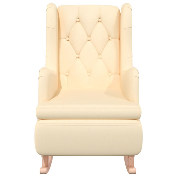 Poltrona c/ pés de baloiço seringueira maciça tecido cor creme M 4