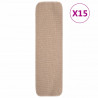 Alfombrillas de escalera 15 uds beige rectangular 75x20 cm 1