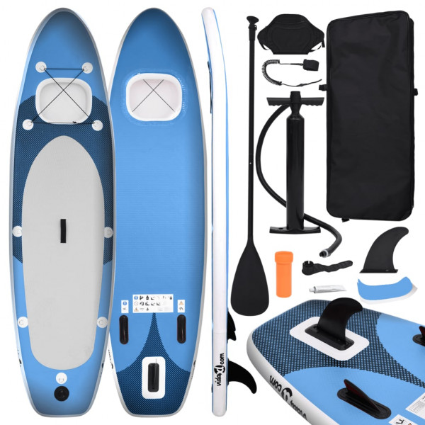 Set de tabla de paddle surf hinchable azul marino 360x81x10 cm D