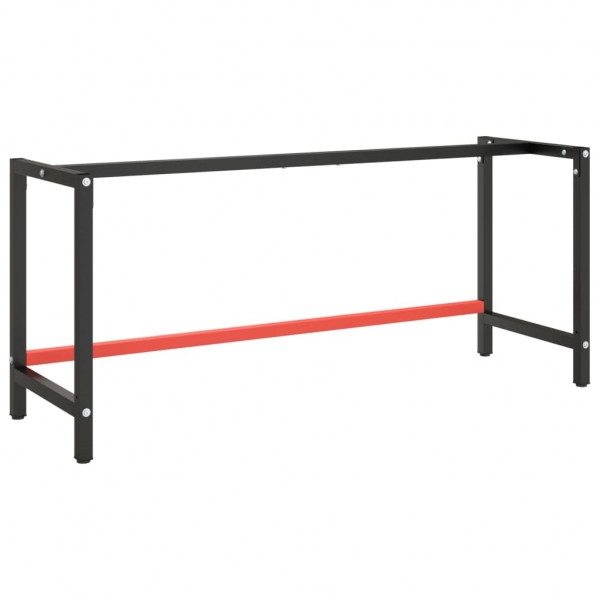 Estructura banco de trabajo metal negro y rojo mate 180x57x79cm D