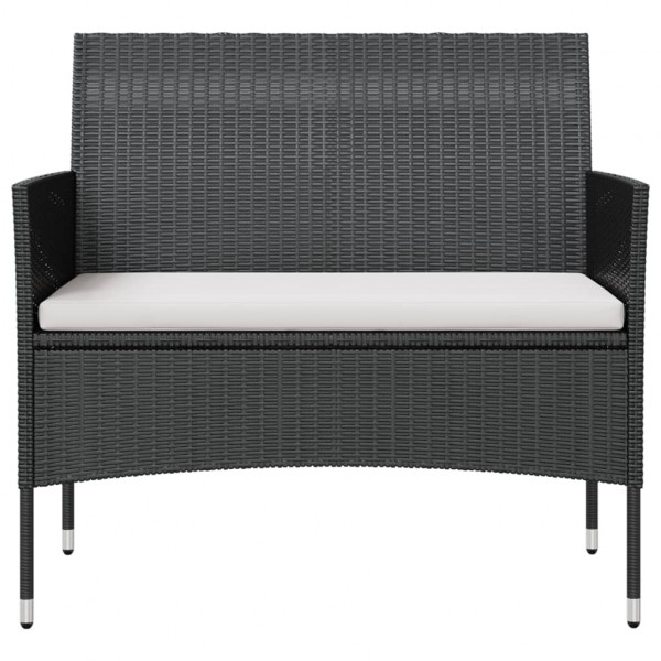 8 pcs conjunto lounge de jardim c/ almofadões vime PE preto M 3