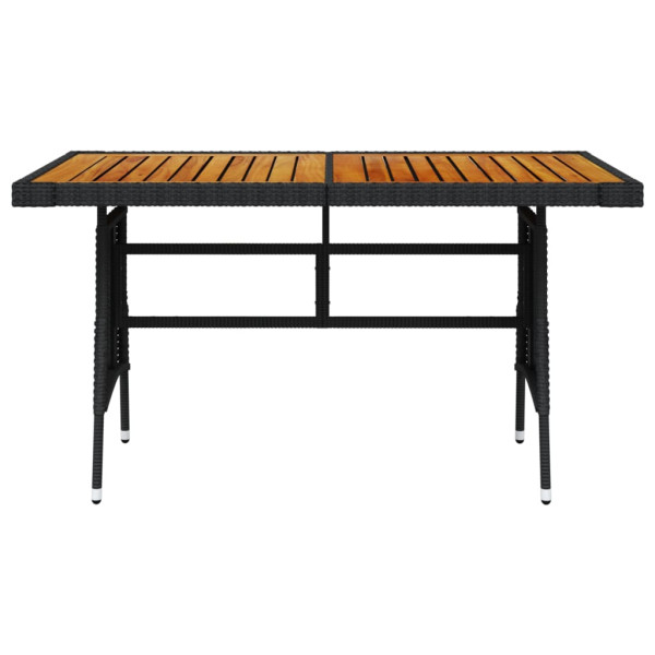 Mesa de jardim 130x70x72 cm vime PE e acácia maciça preto M 2