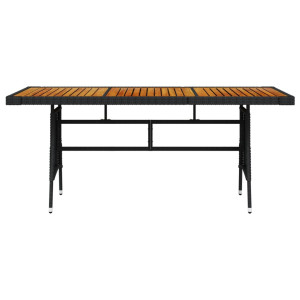 Mesa de jardim 160x70x72 cm vime PE e acácia maciça preto H