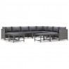 Set de muebles de jardín 12 pzas y cojines ratán sintético gris 2