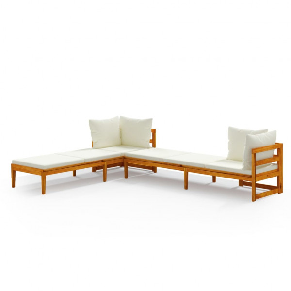 Tumbonas con cojines crema 2 unidades madera de acacia D