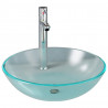 Lavabo con grifo y tapón pulsador cristal templado esmerilado 2