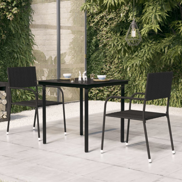 Mesa de comedor de jardín acero y vidrio negra 80x80x74 cm D