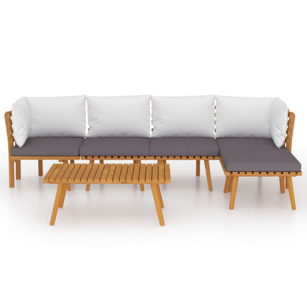 6 pcs conjunto lounge de jardim com almofadões acácia maciça M 3