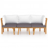 Muebles de jardín 3 piezas con cojines madera maciza de acacia 3
